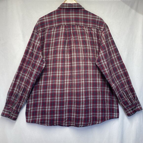 St. JOHN'S BAY Flannel Plaid Button-Down Shirt Men XL Multicolor Single Pocket - Picture 4 of 14